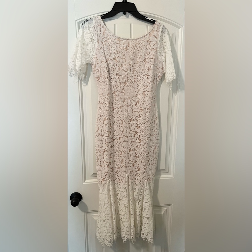 White lace fit and flare dress